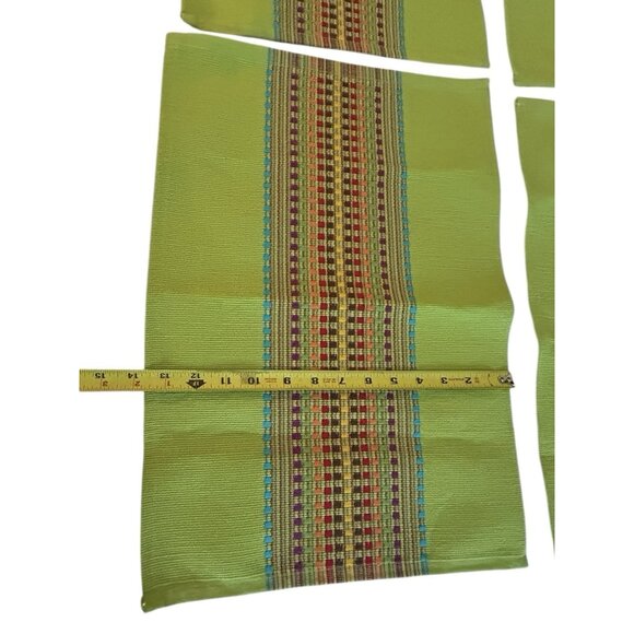 Fiesta 4 PC Placemats Woven Design Colorful Stripe Fiestaware 14x20 Green - Picture 5 of 8